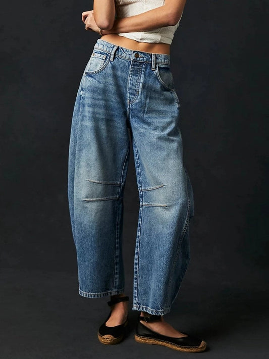 Barrel Jean Washed Mid Rise