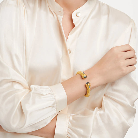 Cannes Demi Gold Cuff Iridescent Sapphire 24K