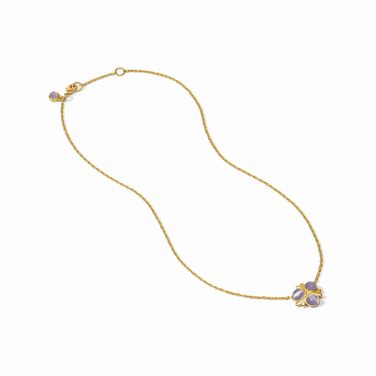 Cobblestone Delicate Necklace Blue Cat's Eye 24K Plate