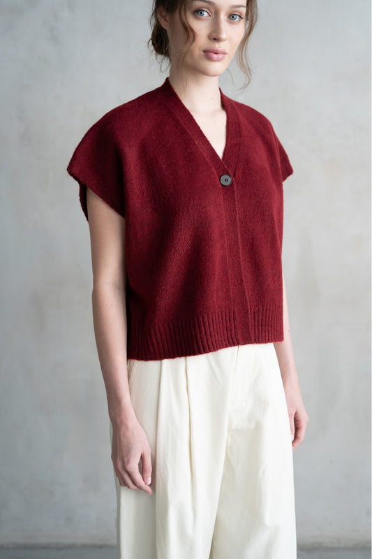 V-Neck Single Button Sweater Vest