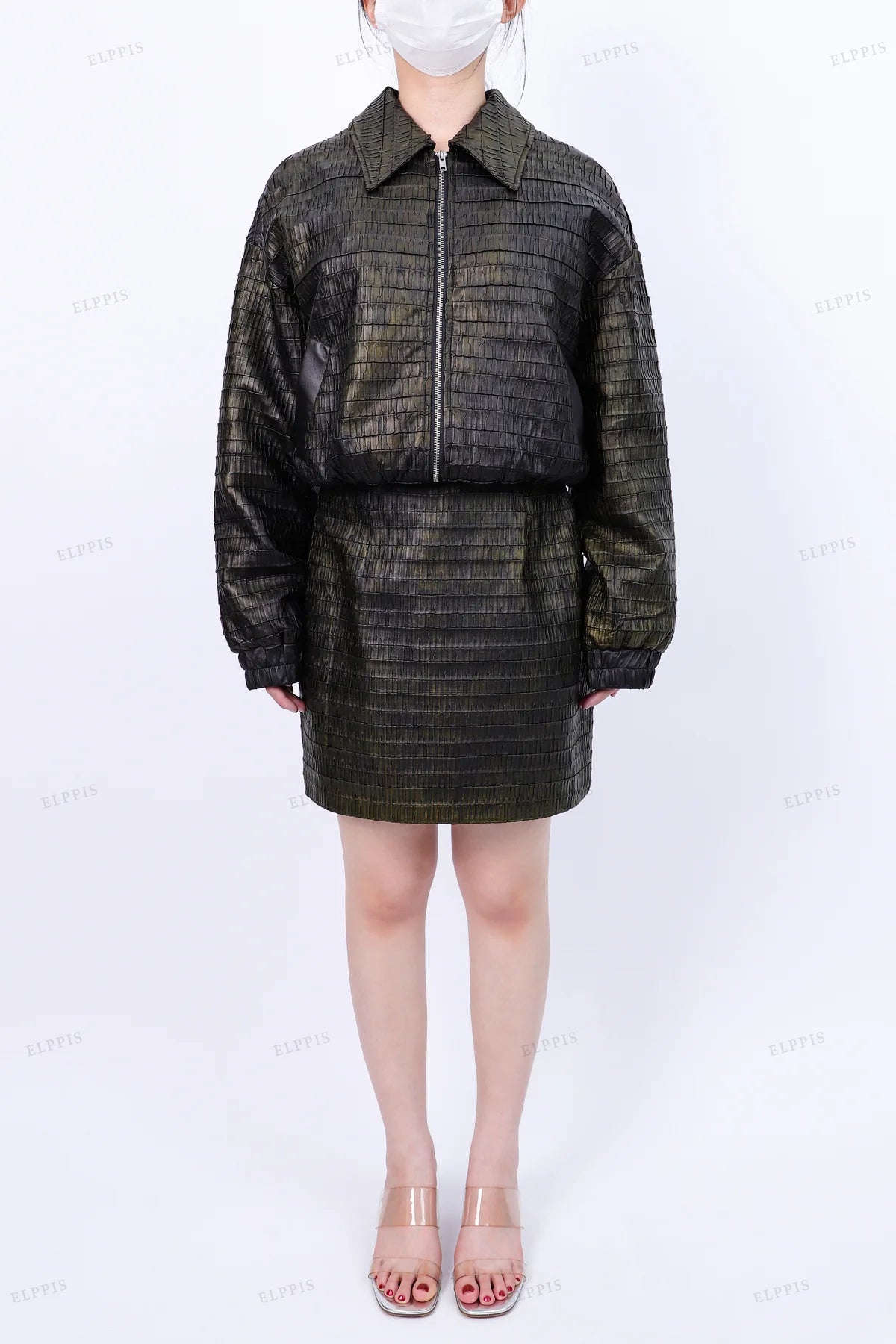 Crop  Leather Brown Jacket