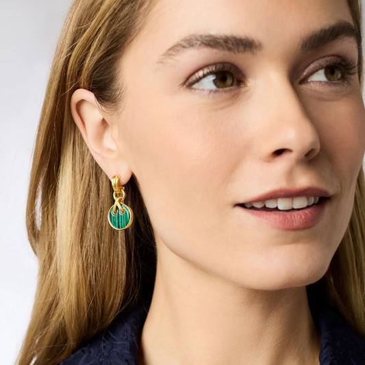 Essex Hoop & Green Malachite Charm Earring 24K