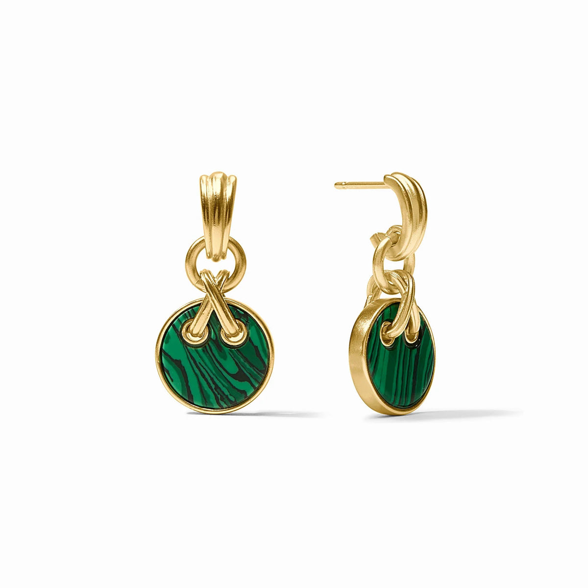 Essex Hoop & Green Malachite Charm Earring 24K