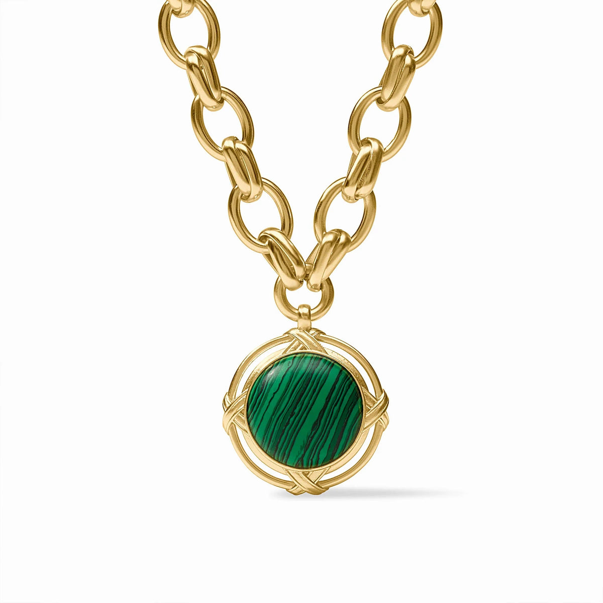 Essex Statement Necklace Malachite Green 24K Gold