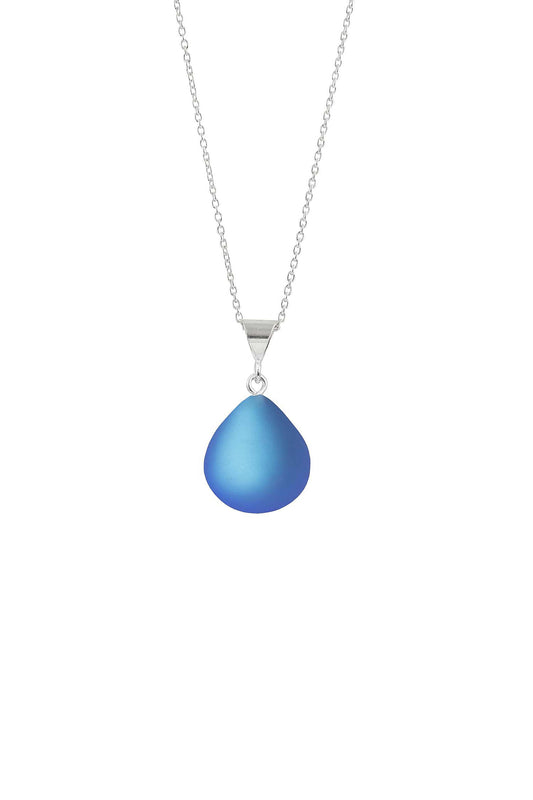 XSmall Drop Pendant Nk. Sterling Sil,Glass Crys.