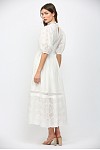Laced Trimmed Mock Neck Eyelet Dress