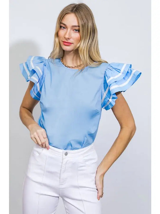 Solid Wove Top Flounce Sleeve