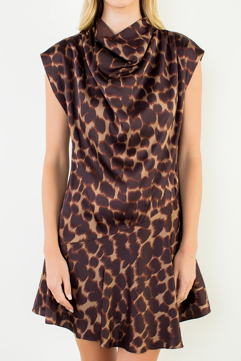 Animal Print Cowl Neck Dress