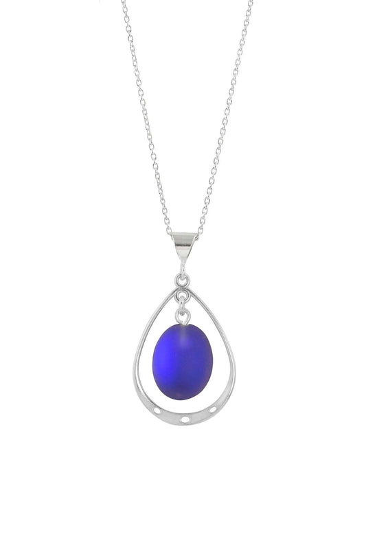 Ovalw/Loop Pendant Nk. Sterling Sil.Glass Crys