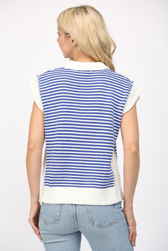 Stripe Collared Sweater Vest