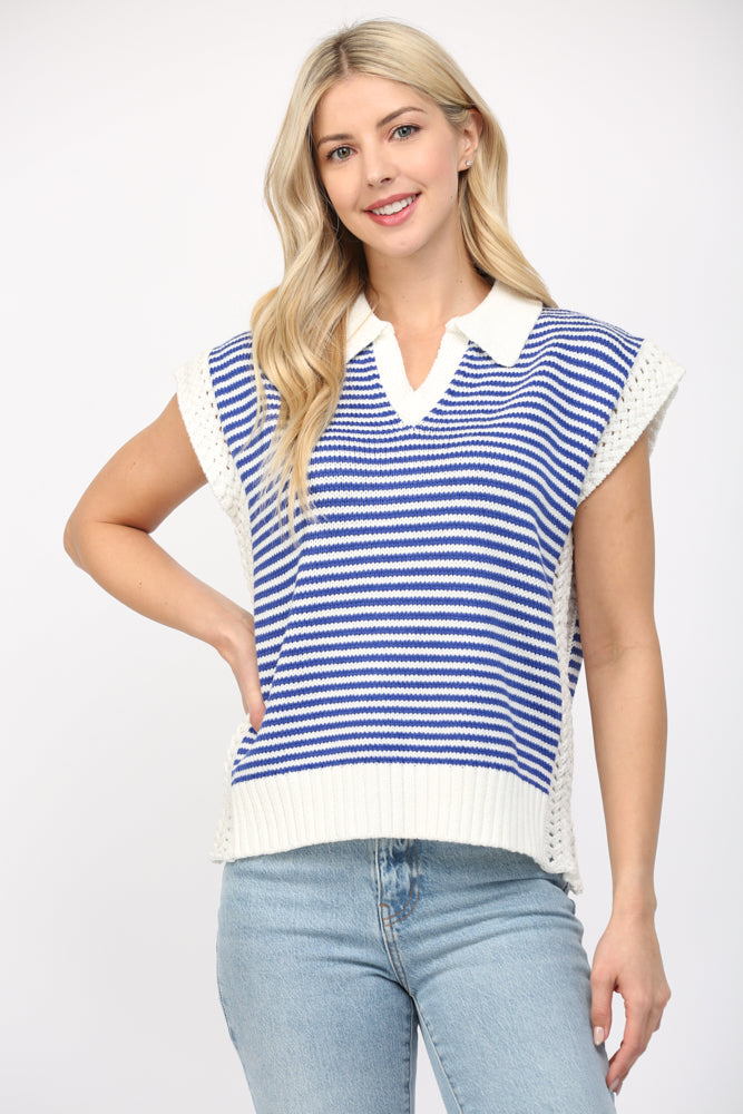 Stripe Collared Sweater Vest