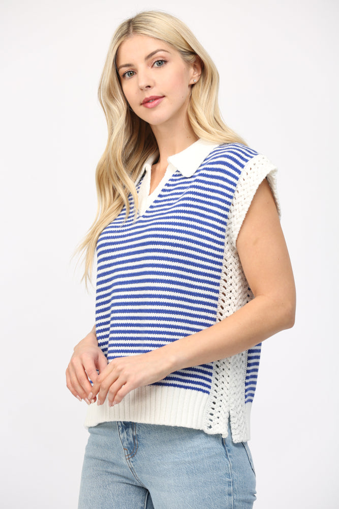 Stripe Collared Sweater Vest