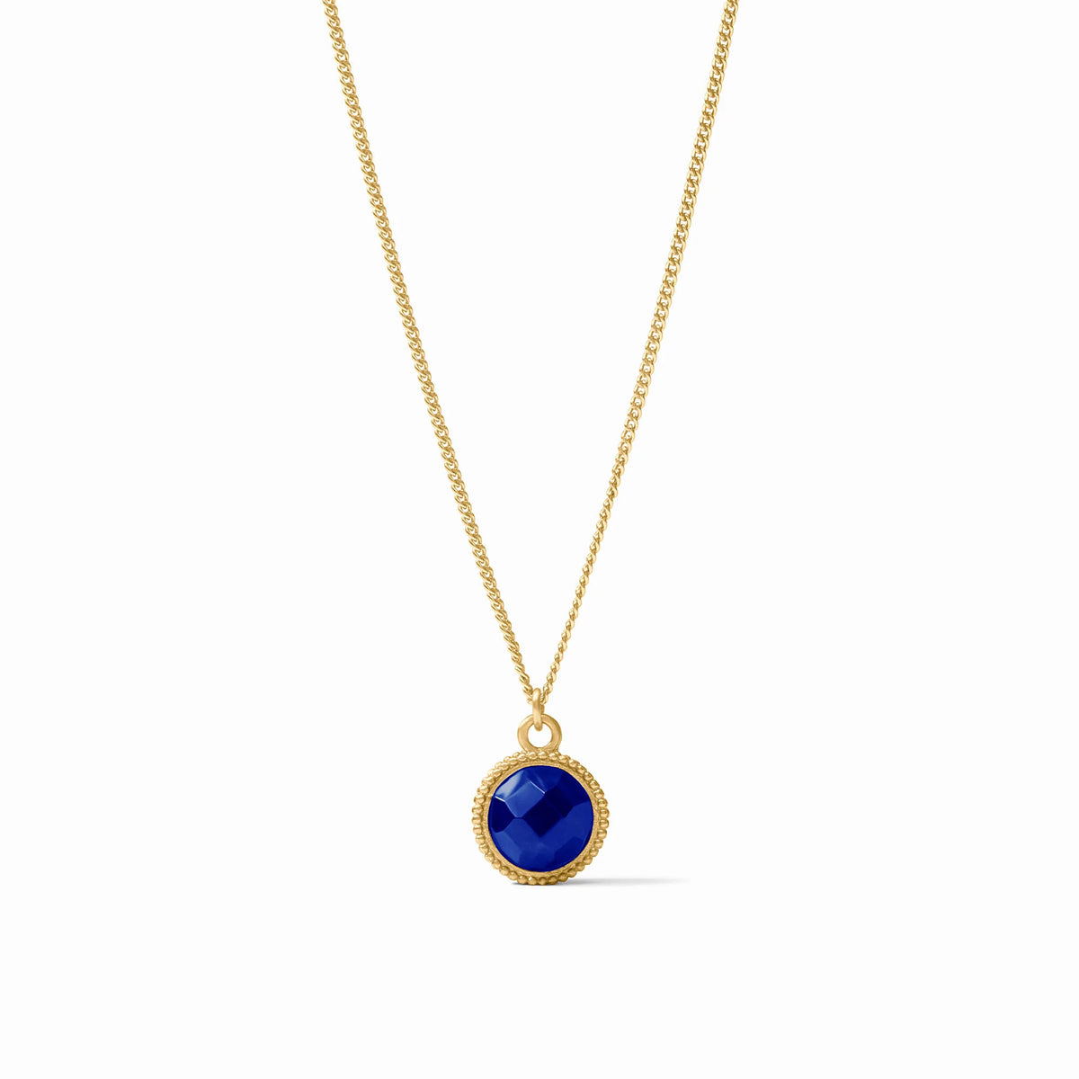 Fleur-de-Lis Necklace Iridescent Sapphire Blue 24K Plate
