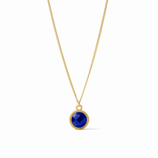 Fleur-de-Lis Necklace Iridescent Sapphire Blue 24K Plate