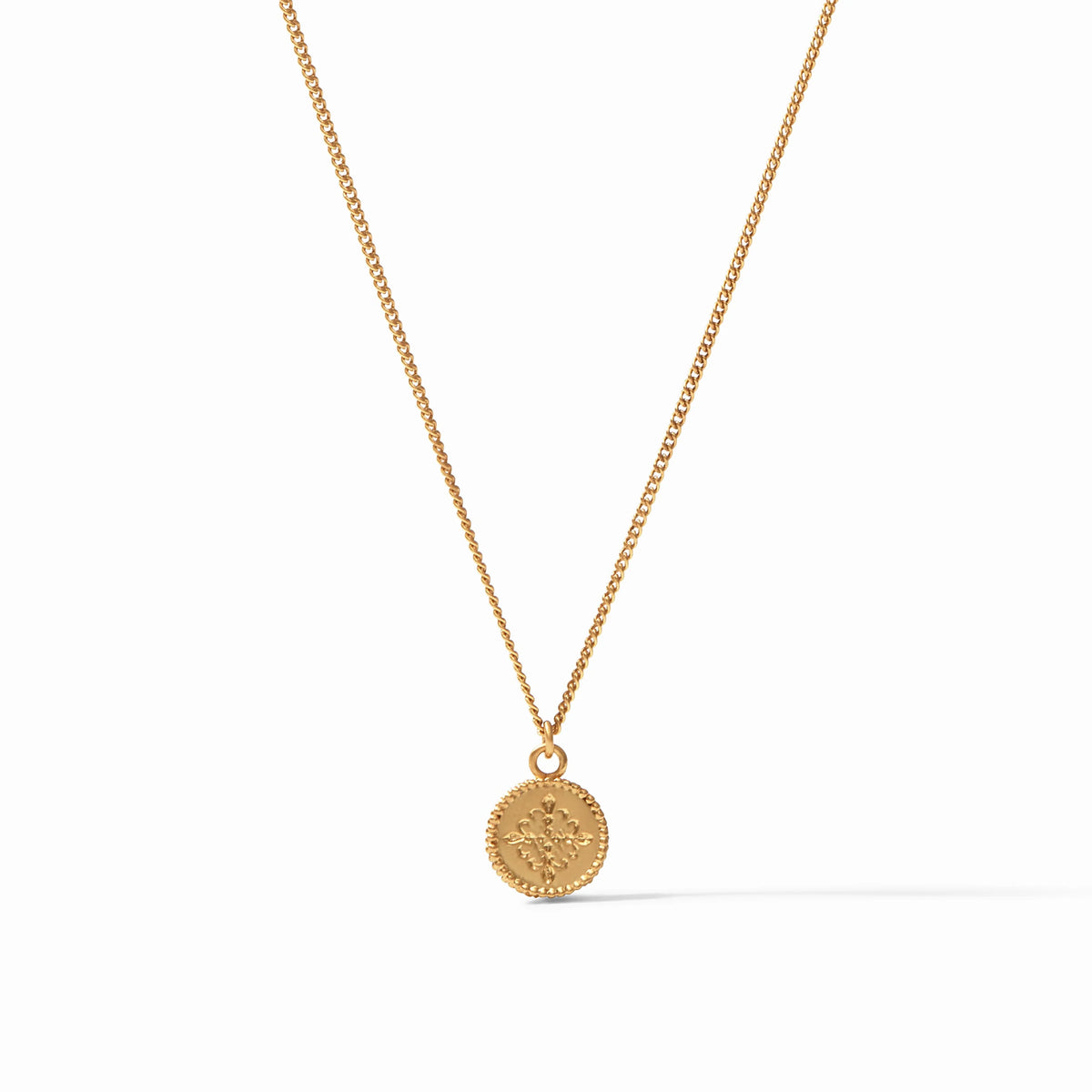Fleur-de-Lis Necklace Iridescent Sapphire Blue 24K Plate
