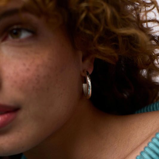 Havana Silver Hoop Earrings Lg