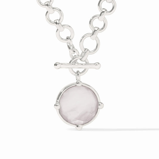 Honeybee Silver Statement Necklace-Iridescent Clear Crystal-OS