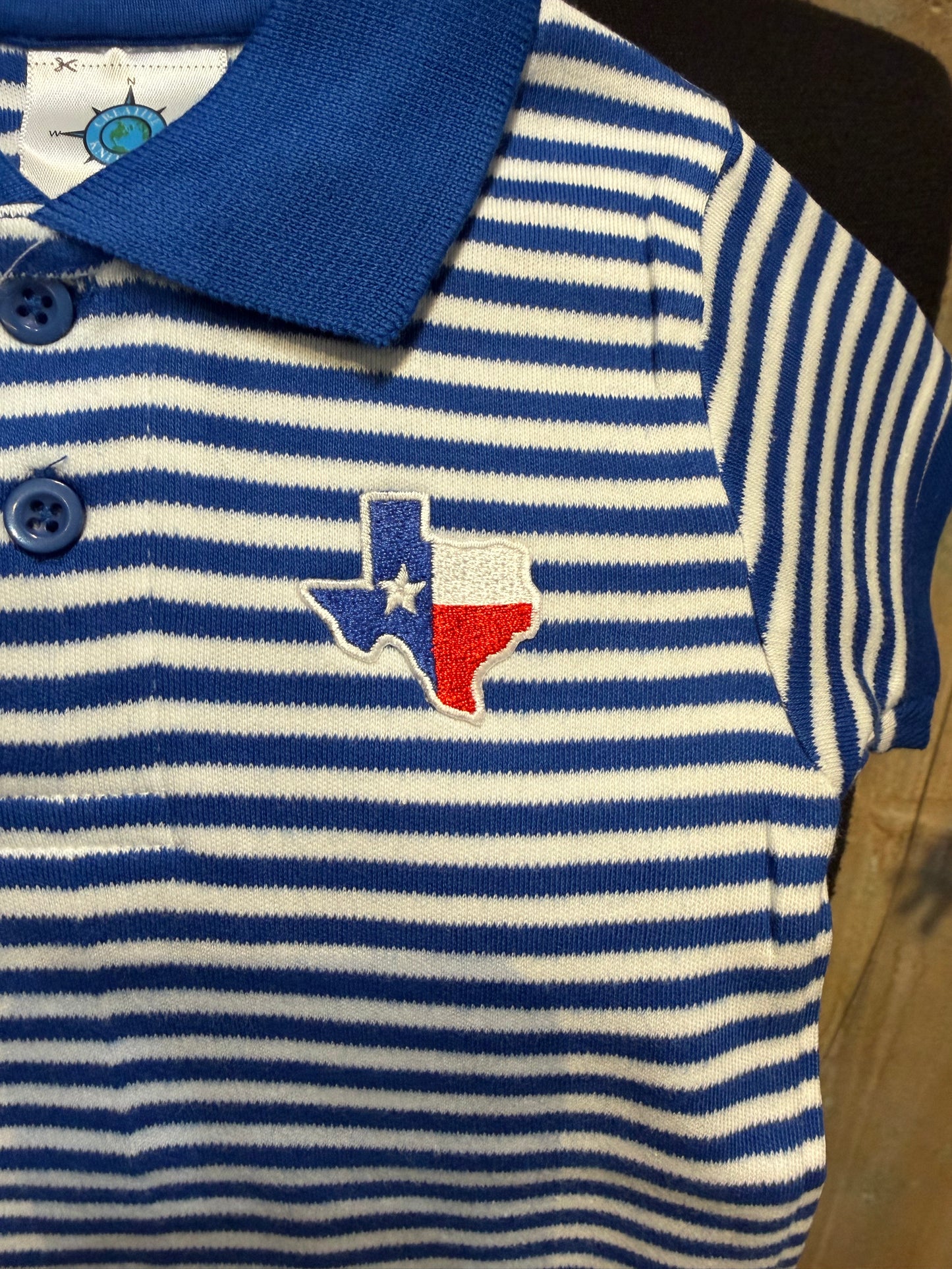 Striped Polo Bodysuit in Royal Blue