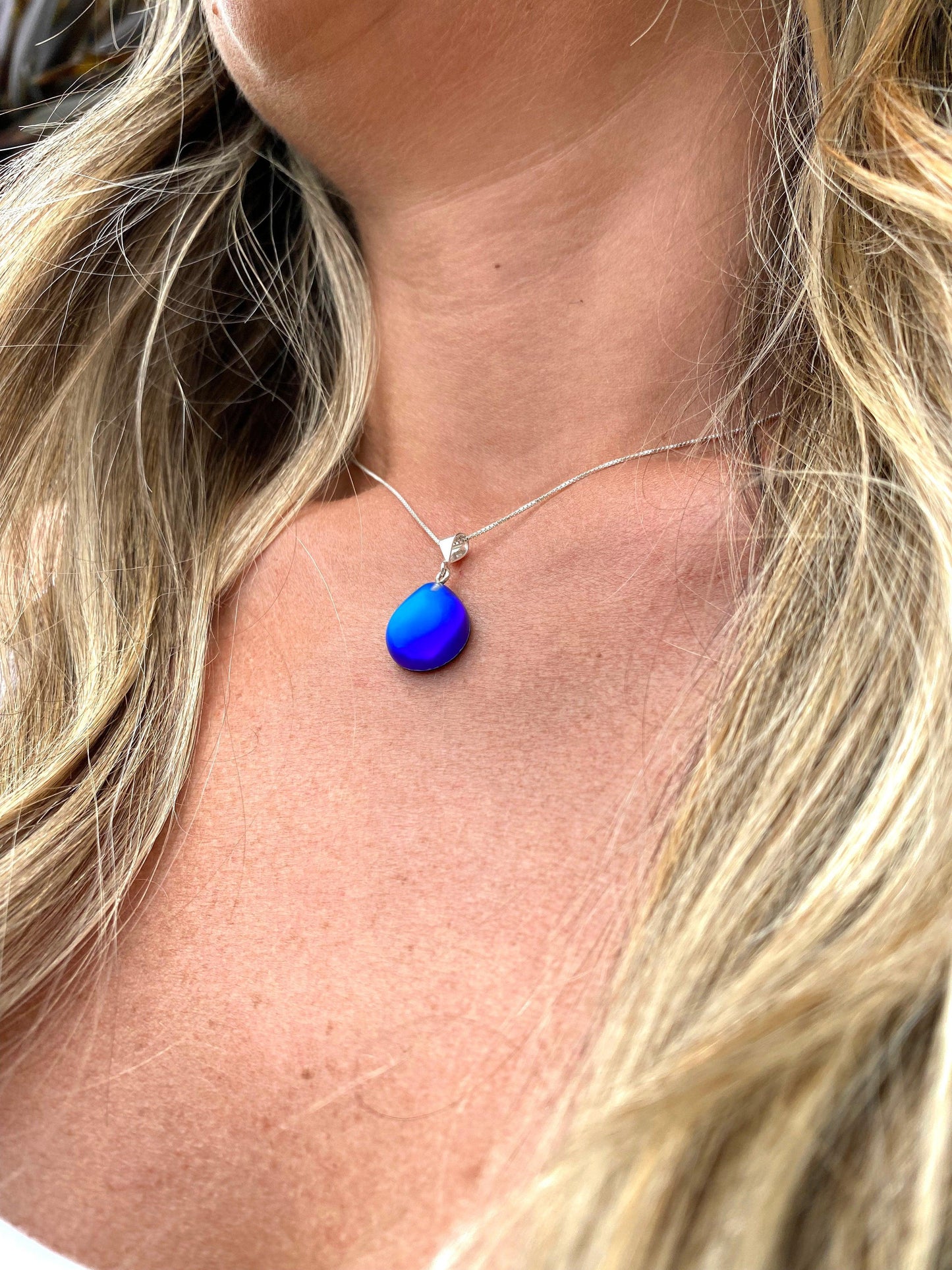 XSmall Drop Pendant Nk. Sterling Sil,Glass Crys.