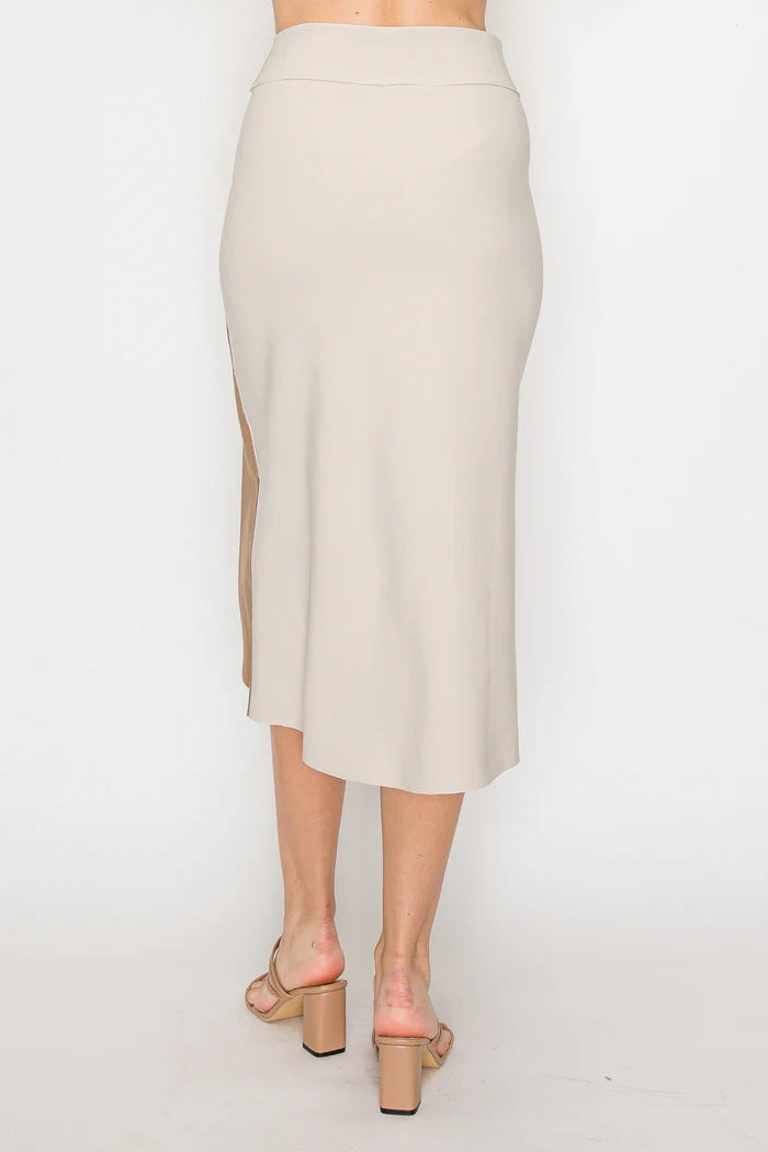 Colorblock Panels Crepe Skirt