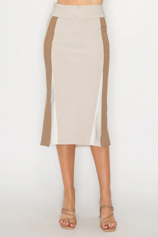 Colorblock Panels Crepe Skirt