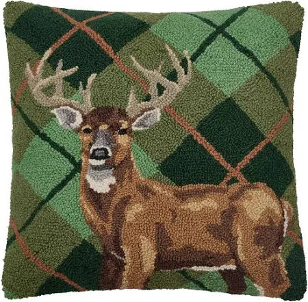 Plaid Deer Pillow