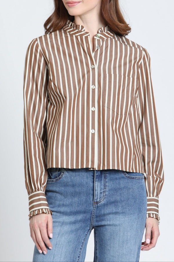 Cropped Shirt with Ruffle
