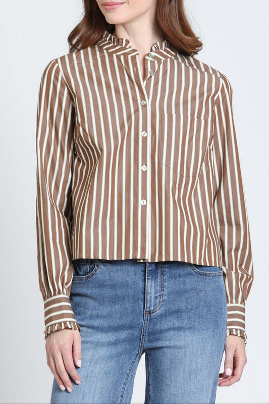 Cropped Shirt with Ruffle