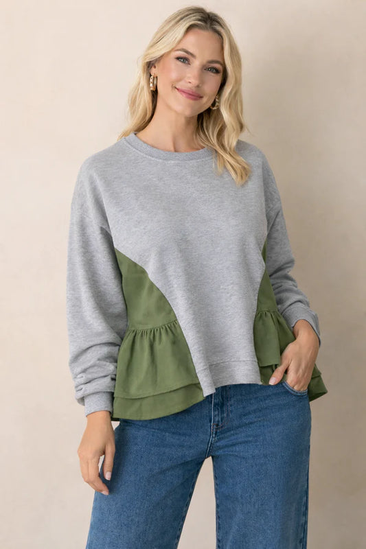 H.Grey w/Green L/S top