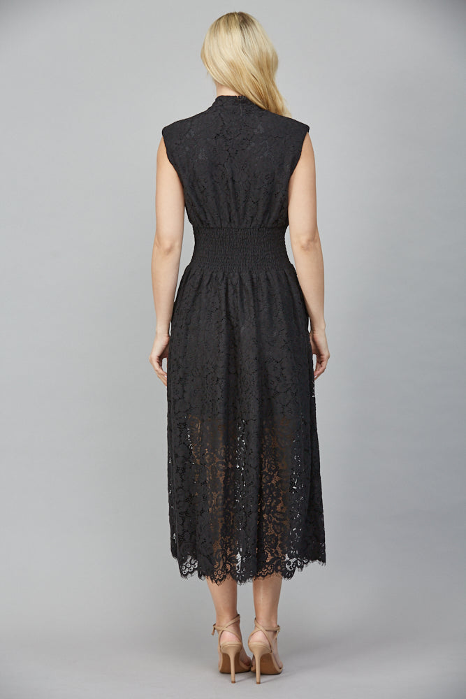 Front Zip Sleeveless Lace Dress