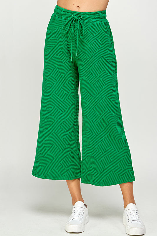 Cropped Textured Wide Pants