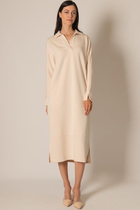 Long Sleeve V-Neck Medi Dress