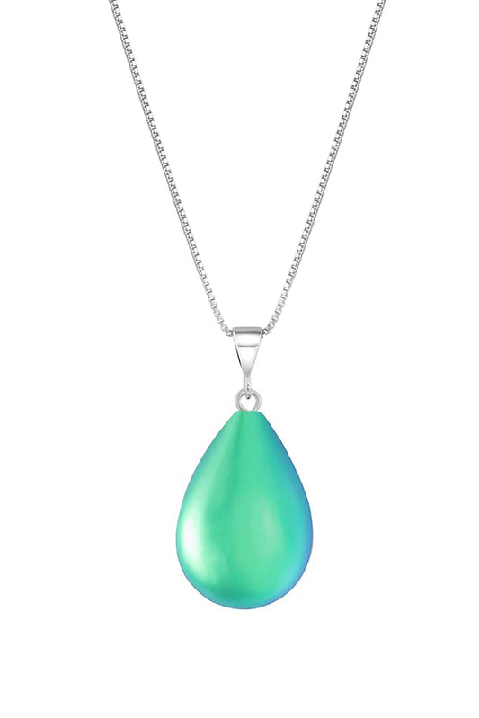 Sm. Drop Pendant Nk. Sterling Sil. Glass Crys