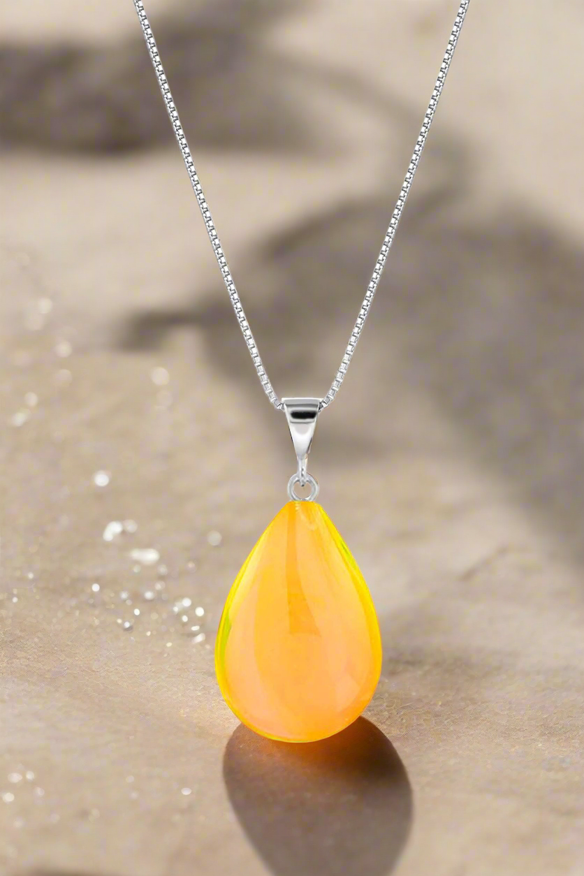 Sm. Drop Pendant Nk. Sterling Sil. Glass Crys