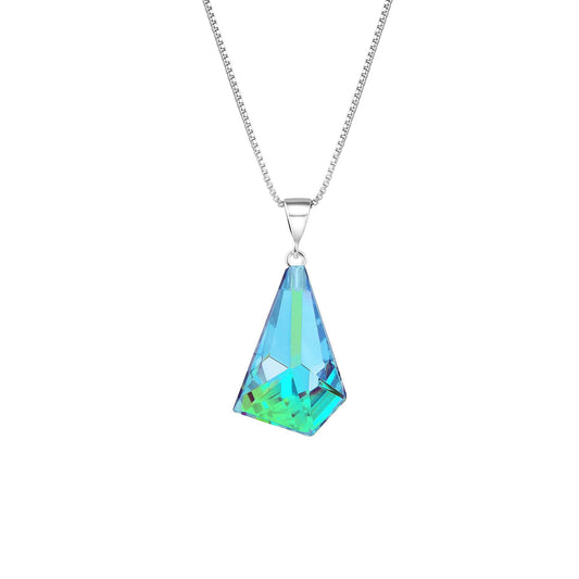 Sm.Glacier Pendant Nk Sterling Sil.,Glass Crys.-Green