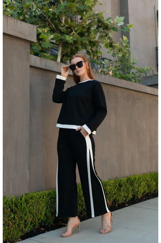 Side Contrast Stripe Pants Modal Fabric