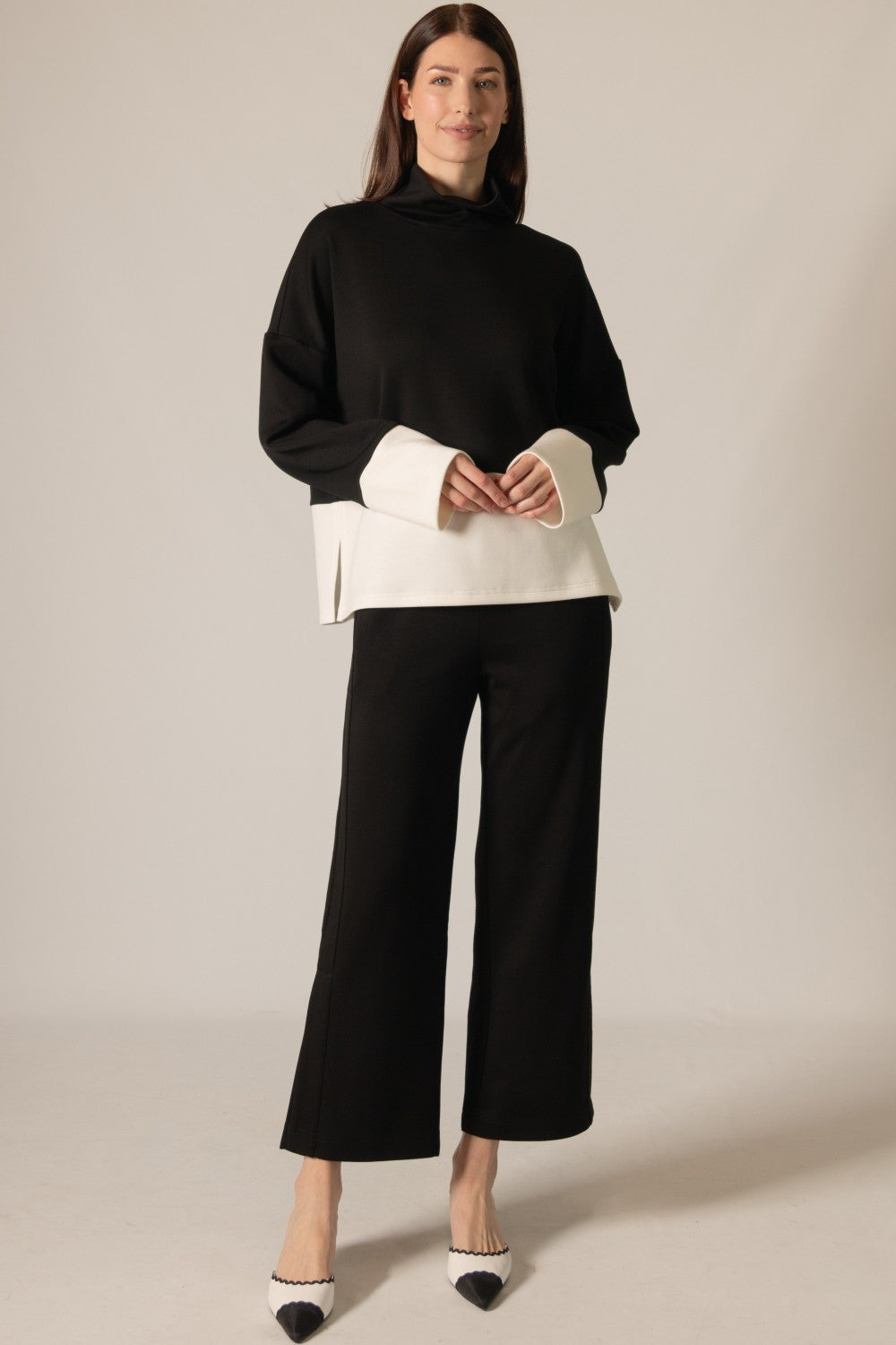 Modal Color Block Mock Neck Top