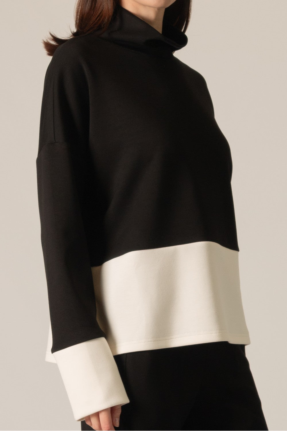 Modal Color Block Mock Neck Top