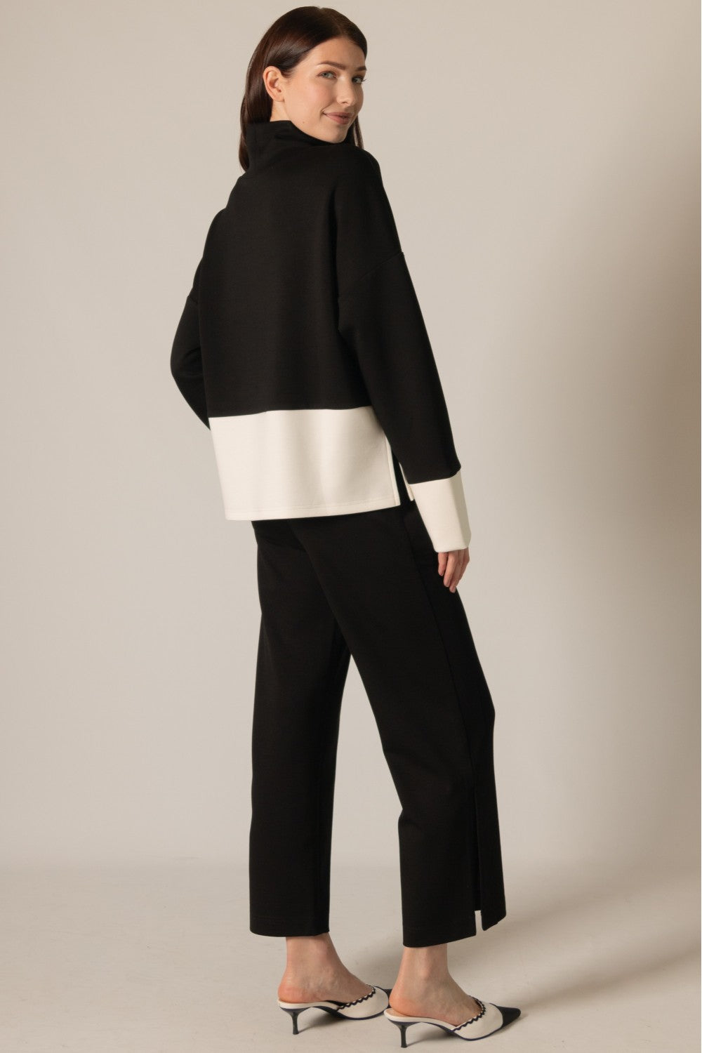 Modal Color Block Mock Neck Top