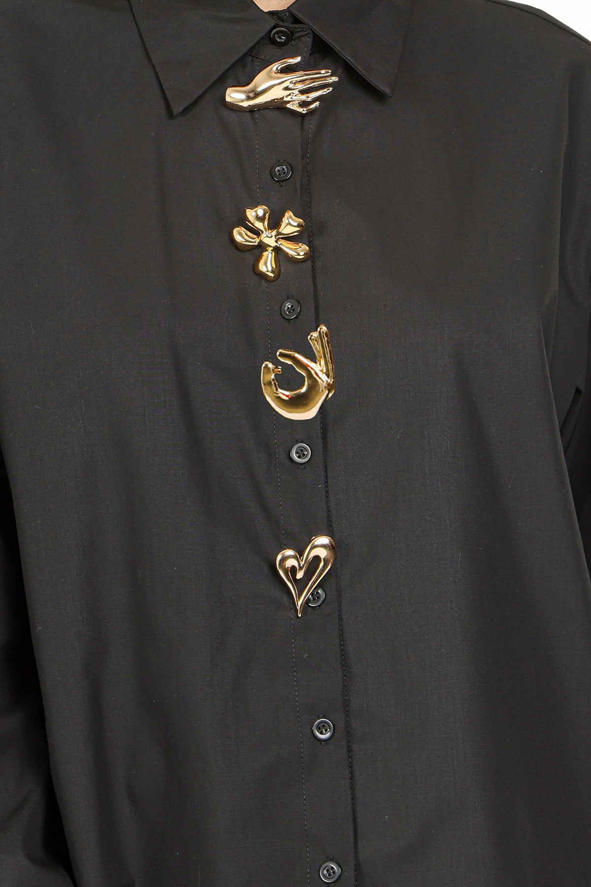 Blouse with Gold Symbols Buttons