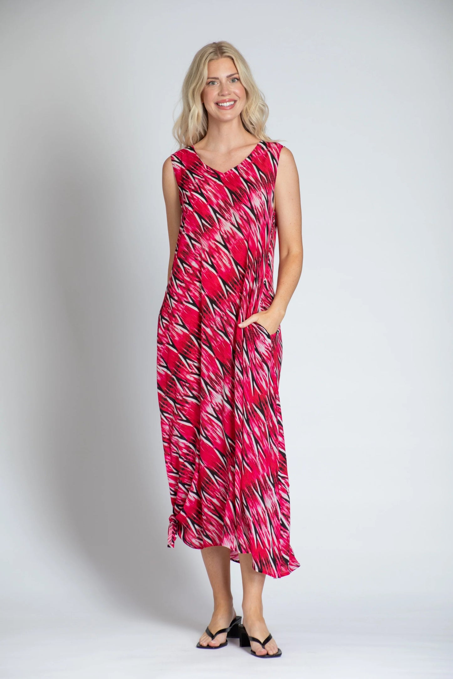 Diagonal Ikat Print Dress