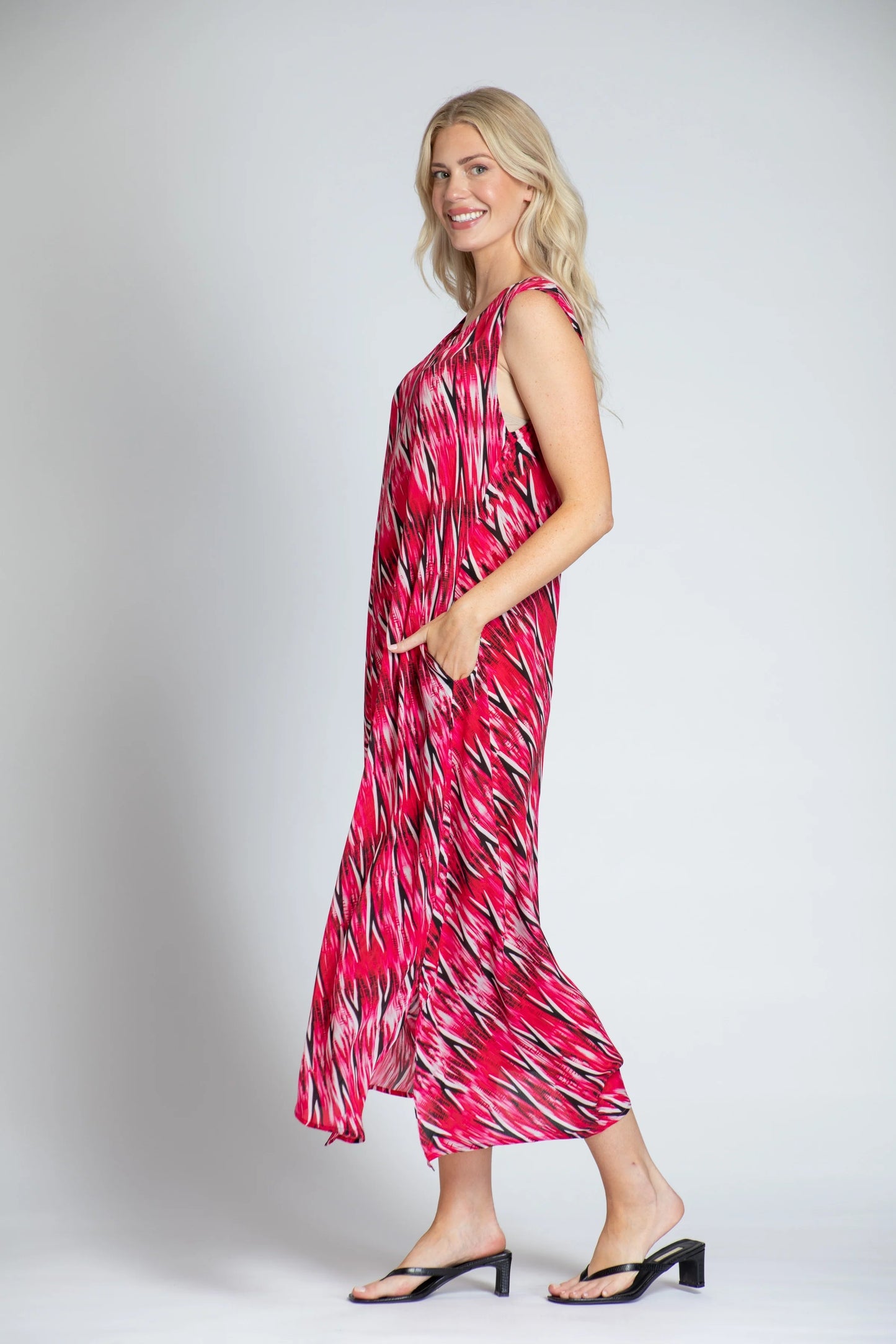 Diagonal Ikat Print Dress