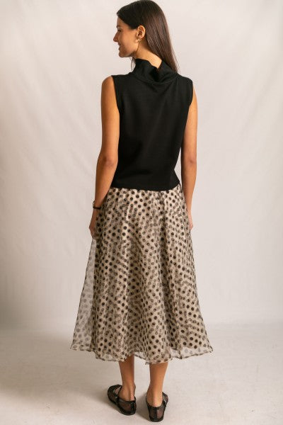 A Line Polka Dot Midi Skirt