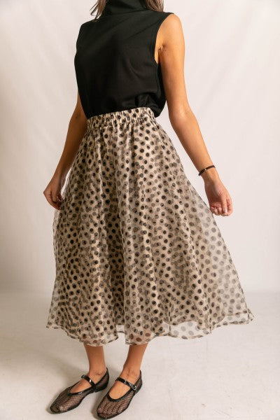 A Line Polka Dot Midi Skirt