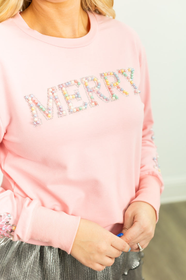 Pearl Pink Merry Sweatshirt
