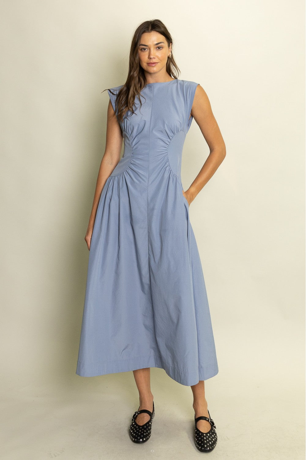 Ruched waist Midi Dress