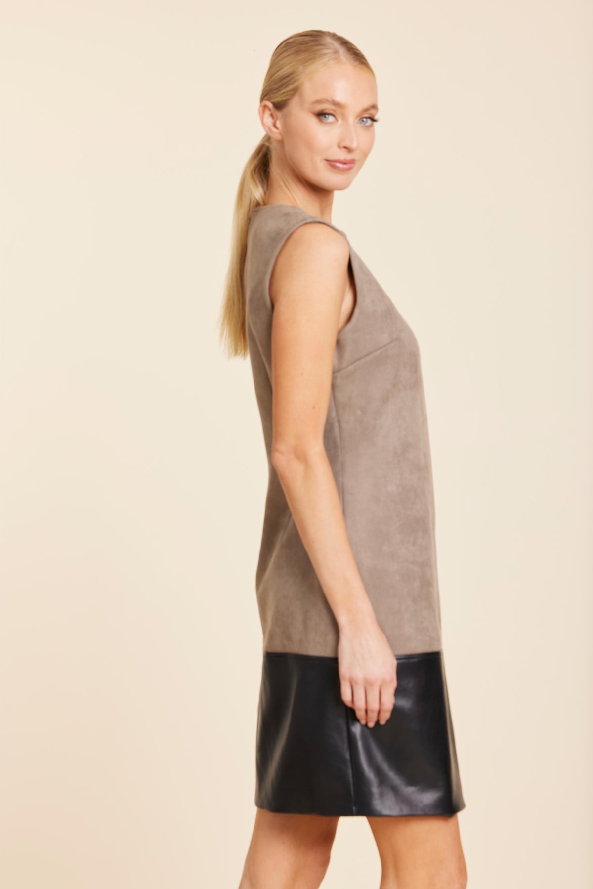 Faux Suede & VL 2 tone dress