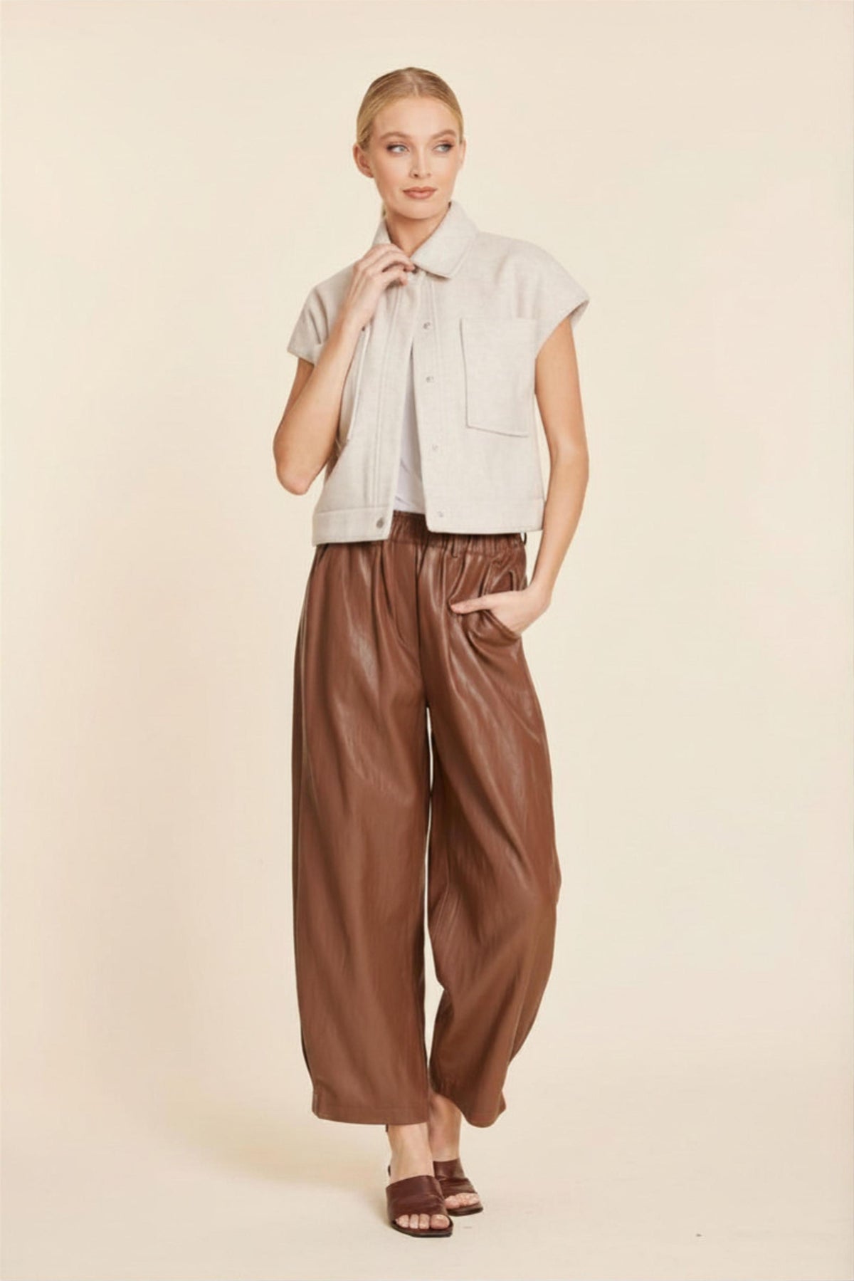 Oatmeal Cap Sleeve Vest