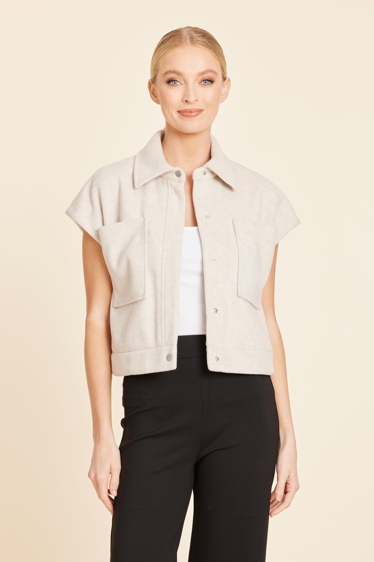 Oatmeal Cap Sleeve Vest