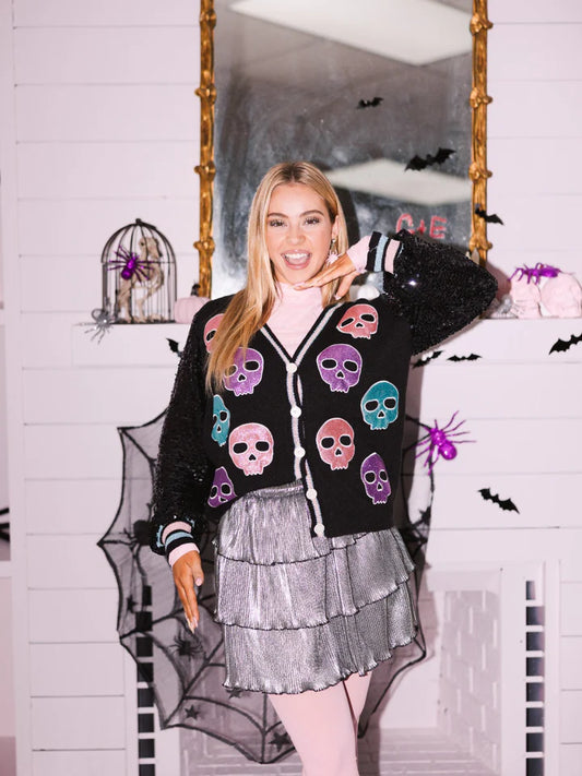 Glitter Skull Cardigan Top
